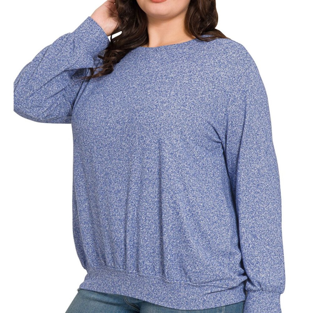 4. Soft Melange Round Neck Pullover - image 7